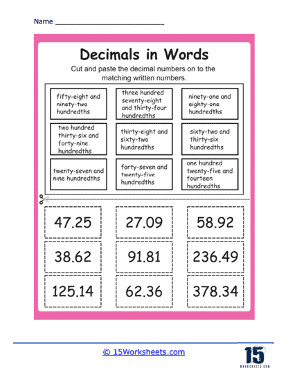 Decimals in Words Worksheets - 15 Worksheets Library
