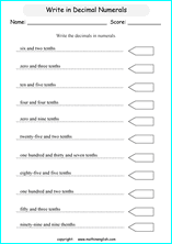 Spelling and writing of whole number words and decimals worksheets ...