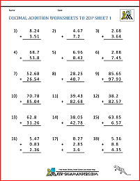 decimal worksheet 5th grade pdf