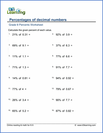 decimal worksheet for 4th graders