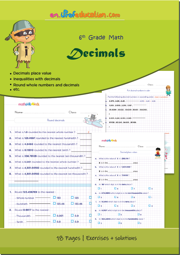 Grade 6 Decimals worksheets with solutions - iProfEducation ...