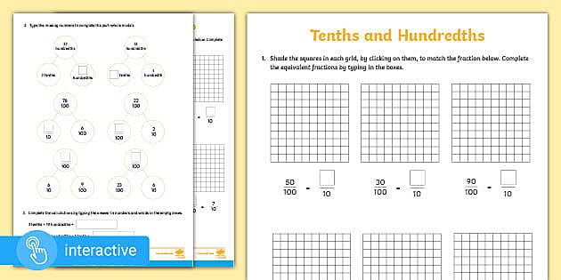 ? Interactive PDF Y4 WRM Decimals: Tenths and Hundredths