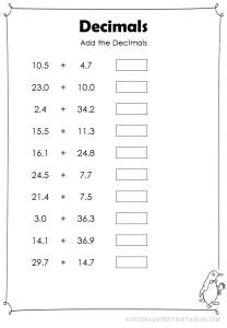 Add Decimals Tenths Worksheets