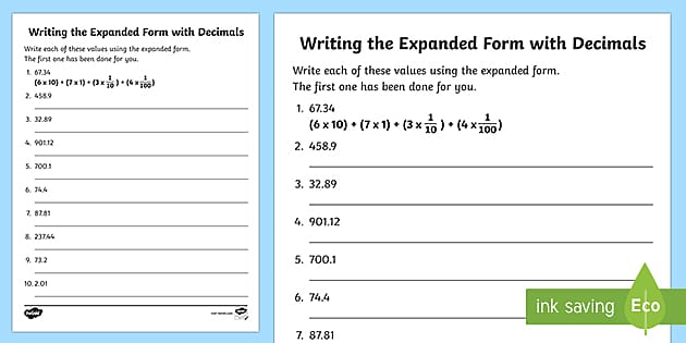 Expanded Form Worksheet | Math Teaching Resources | Twinkl