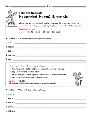 Expanded Form: Decimals | Worksheet 