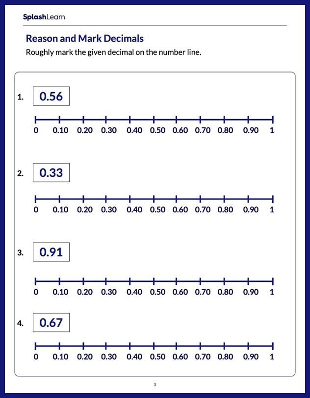 decimals on a number line worksheet