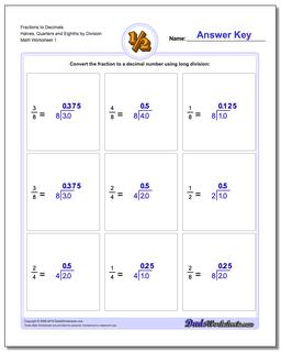 Fractions as Decimals: Fraction to Decimals by Division