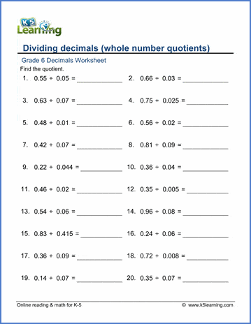 Grade 6 Division of Decimals Worksheets - free &  printable| Worsheets library...