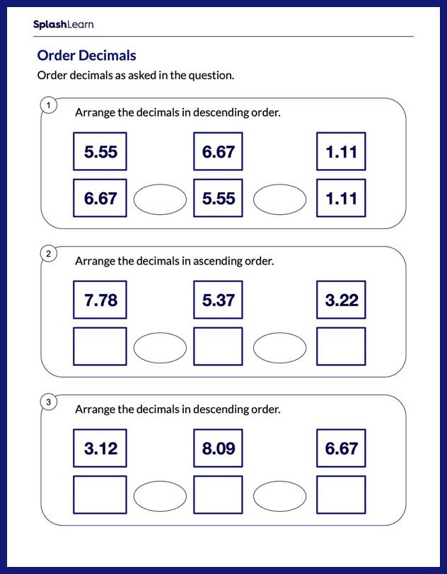 Free Printable Decimals Worksheets for Kids | SplashLearn