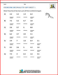 Ordering Decimals up to 3dp