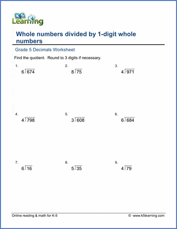 decimals worksheet grade 5