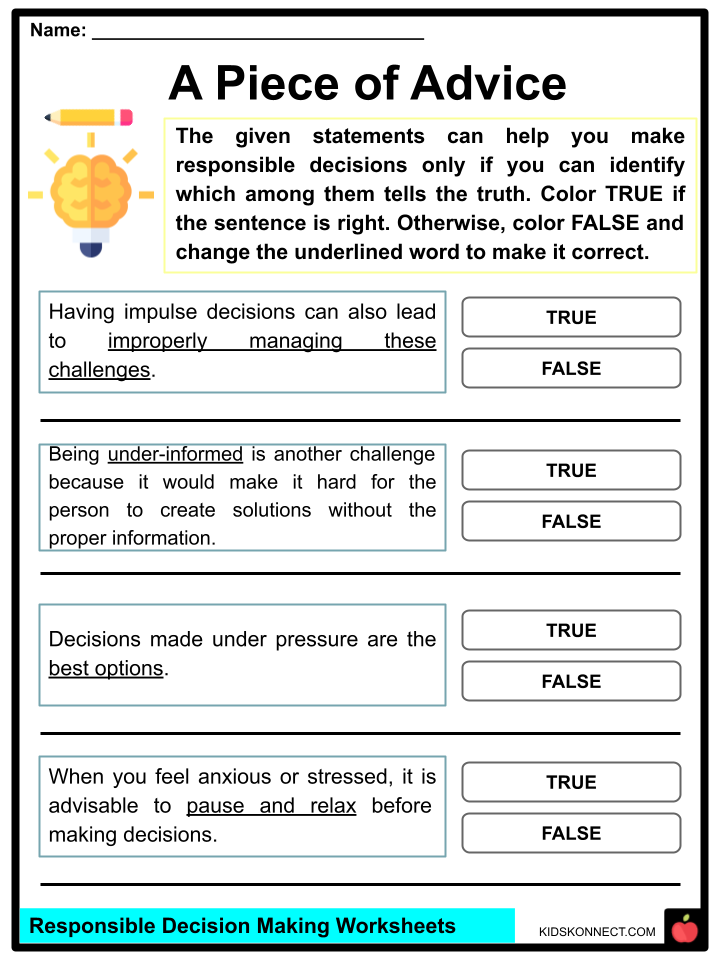 Decision-Making Worksheets &  Facts | Types, Process, Outcomes