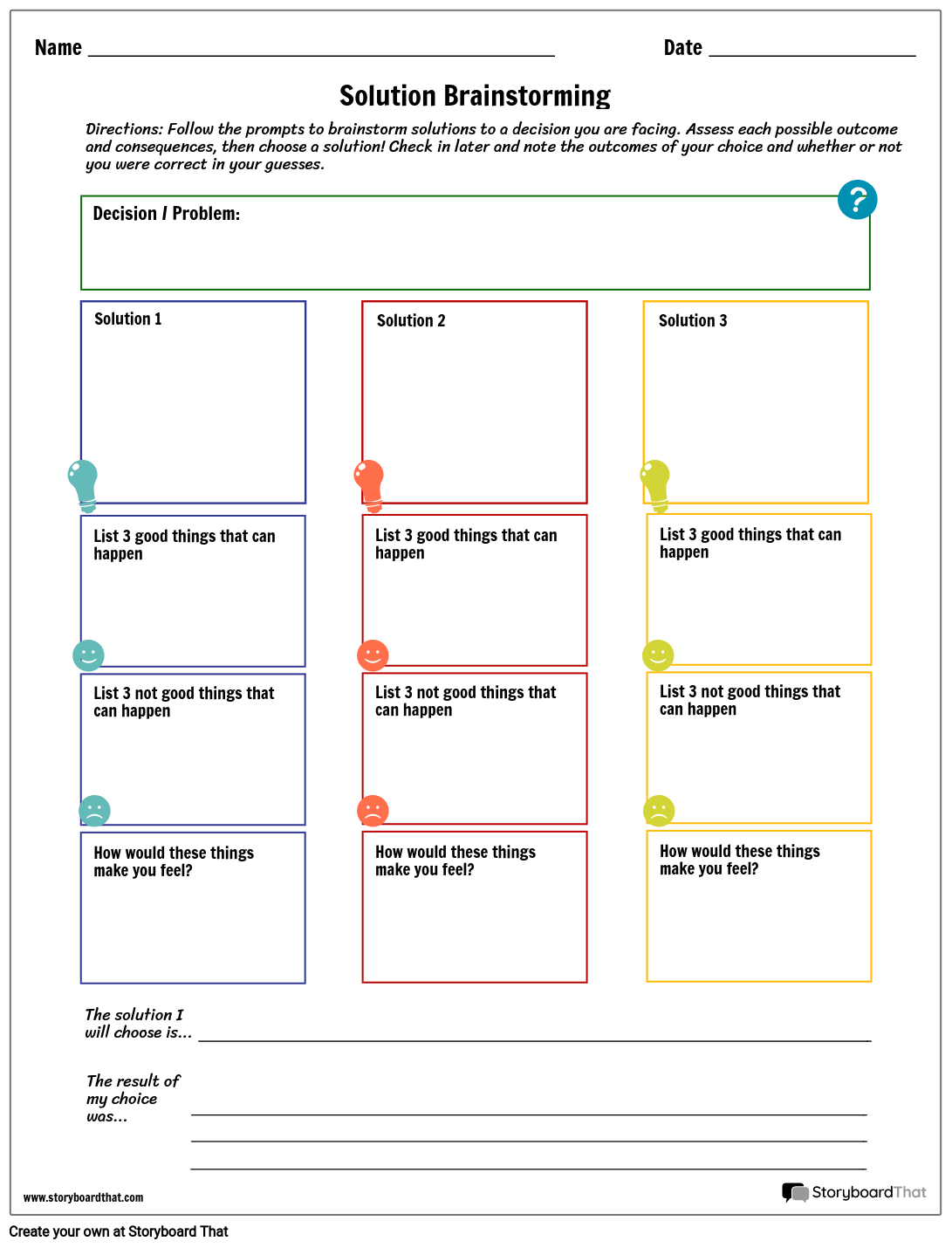 Decision Making Skills | Interactive Worksheet Activity