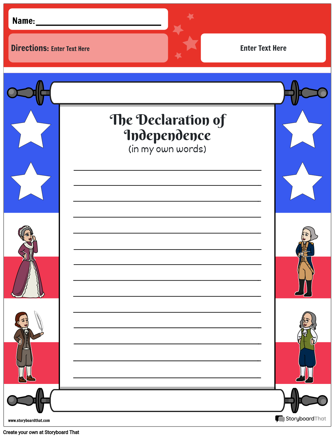 declaration of independence student worksheet