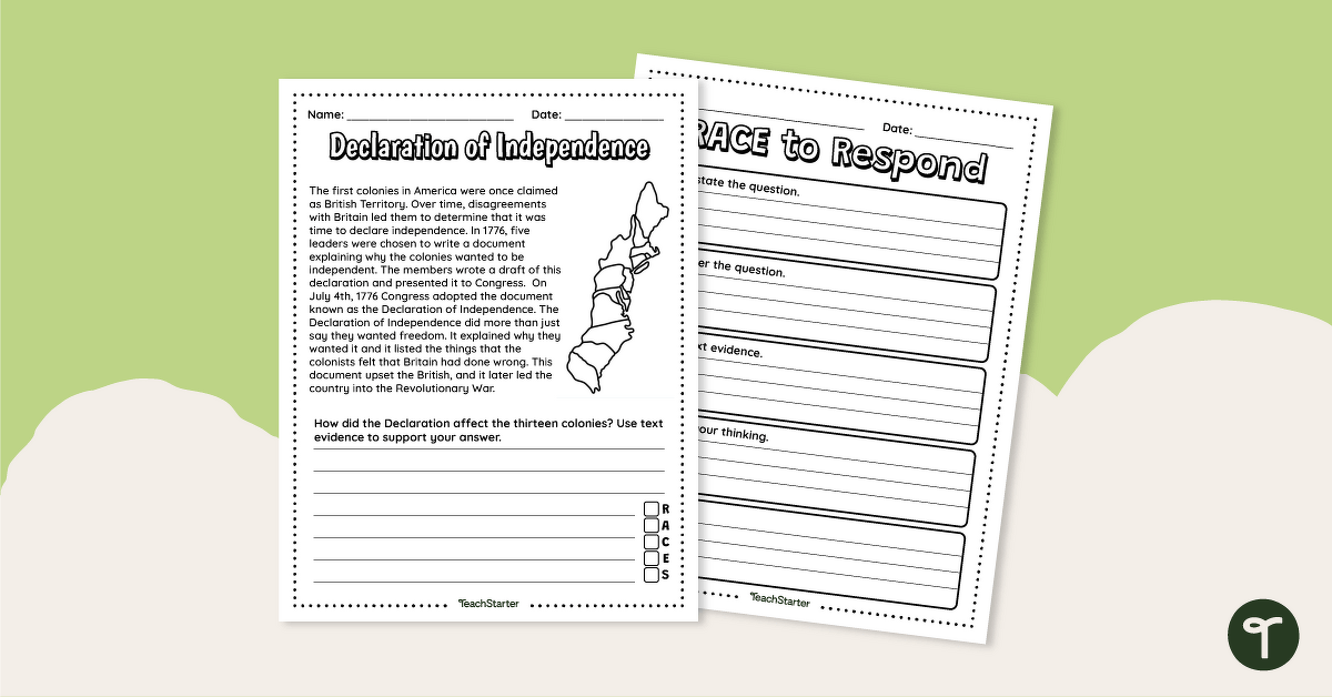 Declaration of Independence- Constructed Response Passage ...