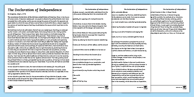 declaration of independence worksheet elementary