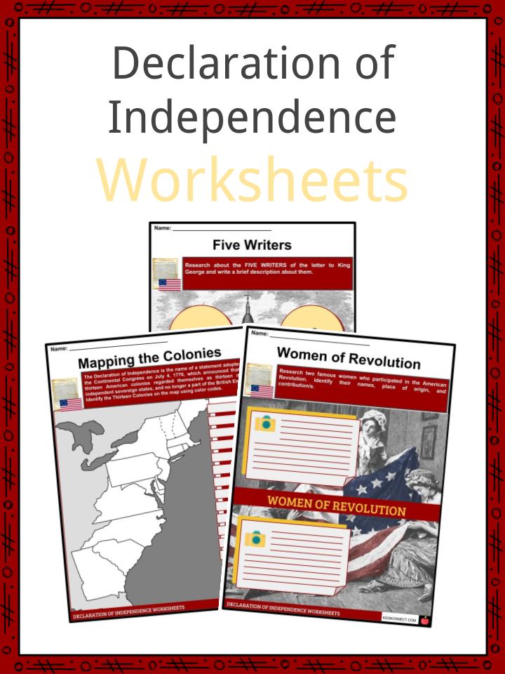 Declaration of Independence Facts &  Worksheets | School Study Resource