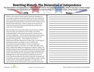 Paraphrase the Declaration of Independence | Worksheet 