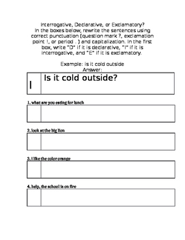 Declarative and interrogative sentences worksheet worksheets library