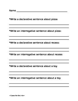 Declarative and Interrogative Sentences Worksheet | Sentences, 2nd ...