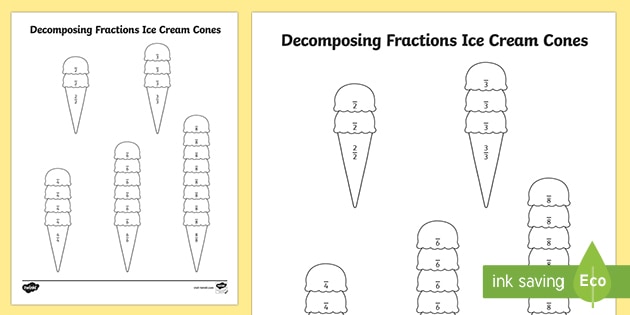 Decomposing Fractions: Ice Cream Cone Activity for 3rd-5th Grade