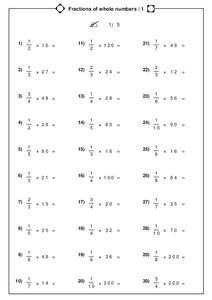 Fractions of Whole Numbers 1 Worksheet for 4th - 5th Grade ...