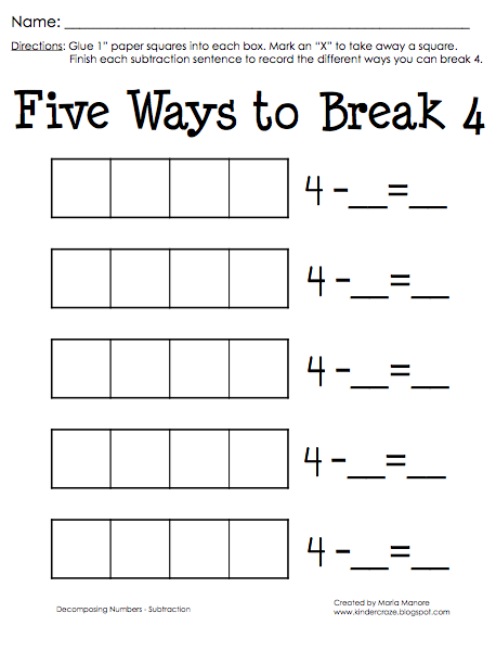 decomposing numbers kindergarten worksheet