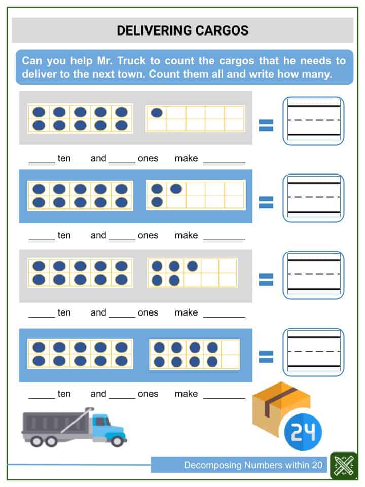 Decomposing Numbers within 20 1st Grade Math Worksheets | Helping ...