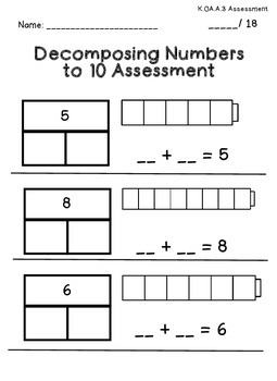 Decomposing Numbers Kindergarten Assessment by Stephanie Guardado