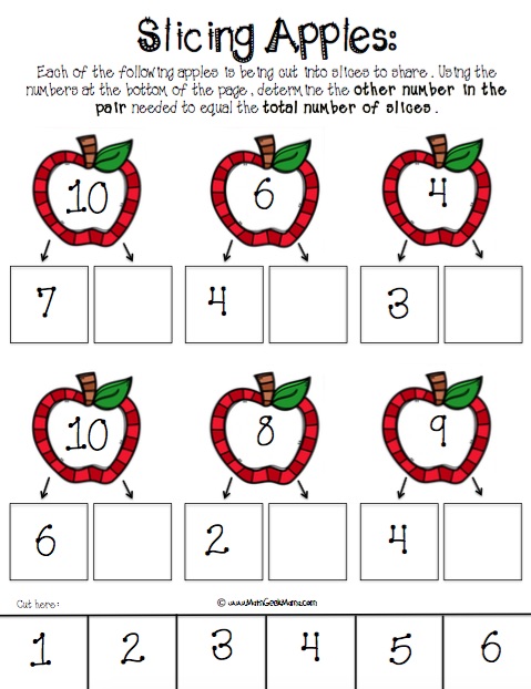 Number Bonds with Apple Slices {FREE Printables!}