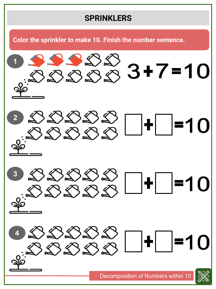 decomposing worksheet for kindergarten