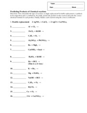 decomposition reactions predicting products worksheet answers