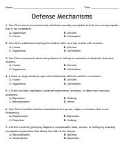 Defense Mechanisms WordMint answer key pdf Name: Date: Defense