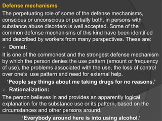 defense mechanisms and substance abuse