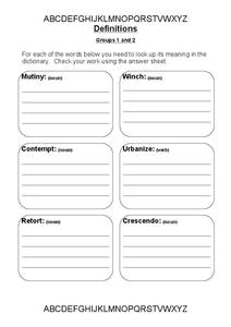 Dictionary Definitions Worksheet for 3rd - 4th Grade | Lesson Planet