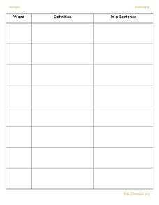 Dictionary Worksheet for Kindergarten - 4th Grade | Lesson Planet