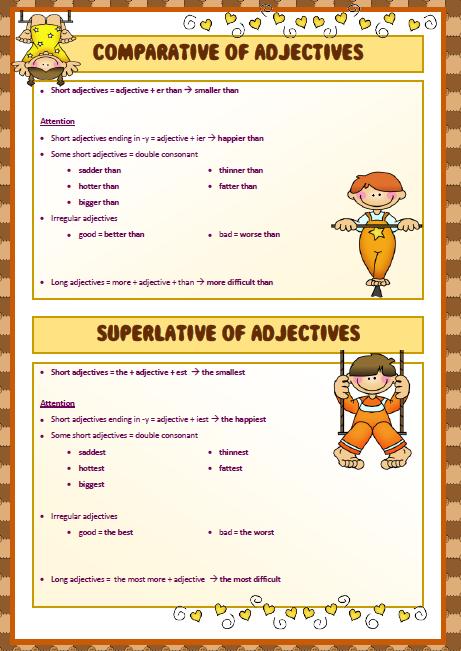 degree of adjectives worksheet