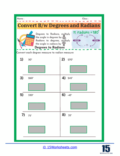 Converting Degrees and Radians Worksheets - 15 Worksheets Library