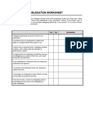Worksheet Delegation | PDF