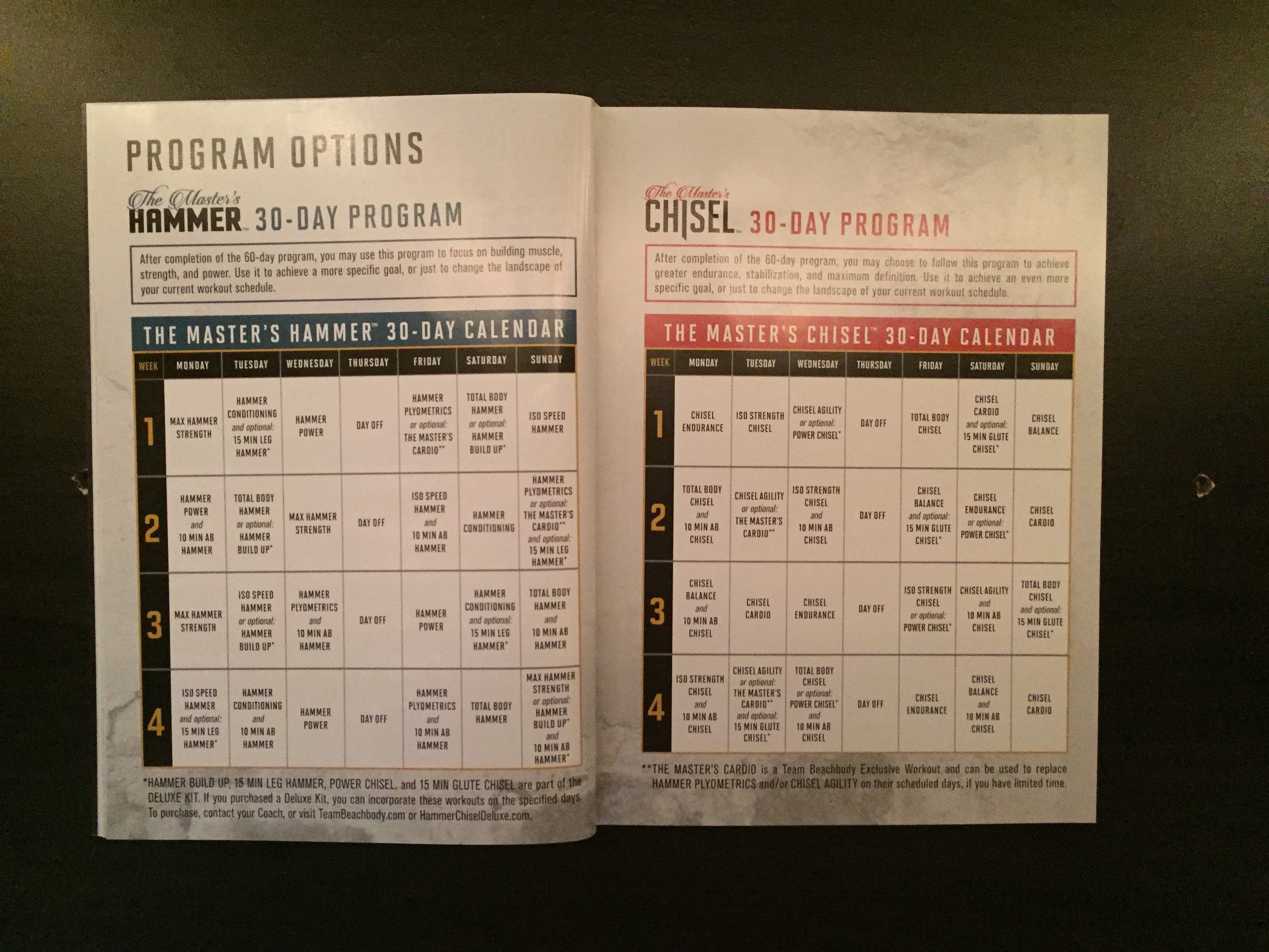 delux hammer and chisel workout schedule