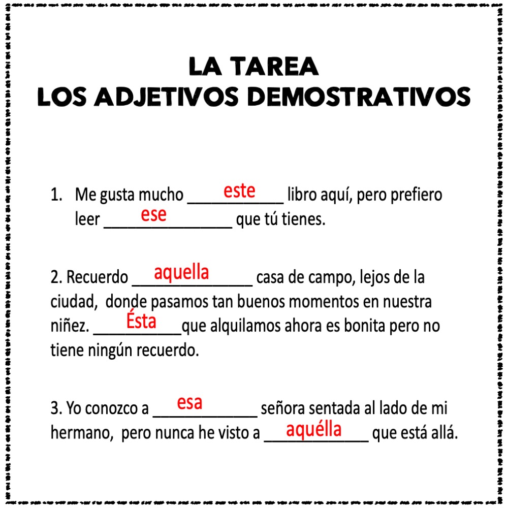 Spanish Demonstrative Adjectives Hace que No Prep Lesson Plans
