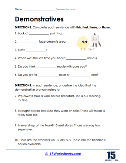 Demonstratives Worksheets - 15 Worksheets Library