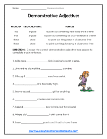 Demonstratives Worksheets