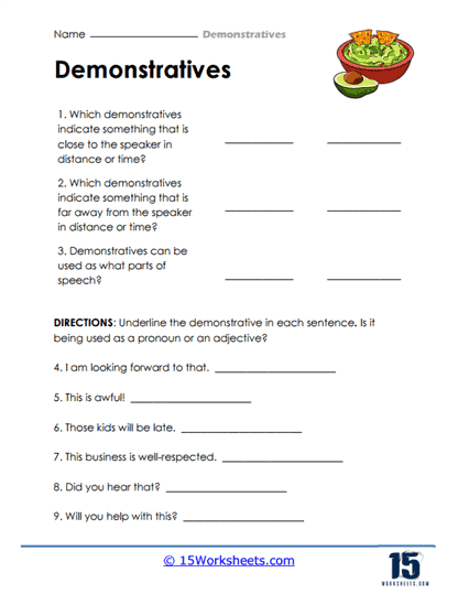 Demonstratives Worksheets - 15 Worksheets Library