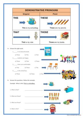 demonstrative pronouns worksheet pdf