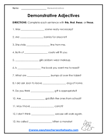 demonstrative pronouns worksheet pdf