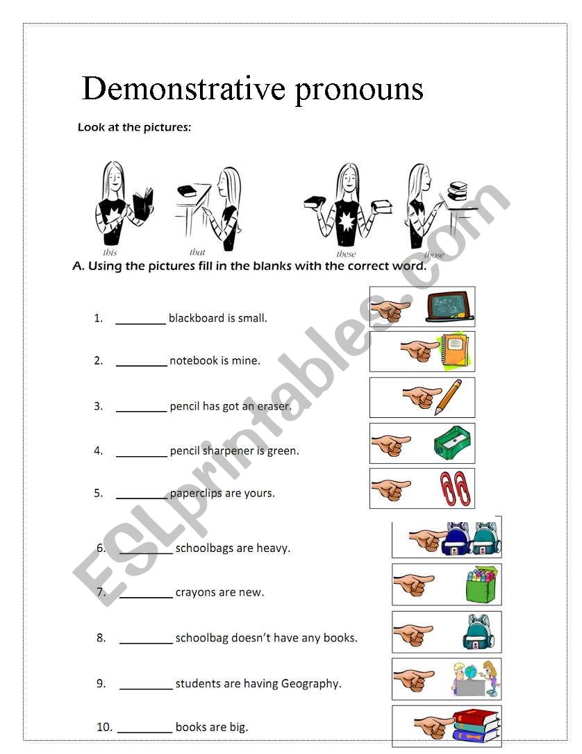 demonstrative pronouns worksheet pdf