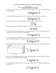Keely Young - Density-worksheet.pdf - SCIENCE 8 - DENSITY ...