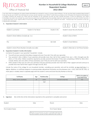 Verification Worksheet Dependent Rutgers: Complete with ease ...