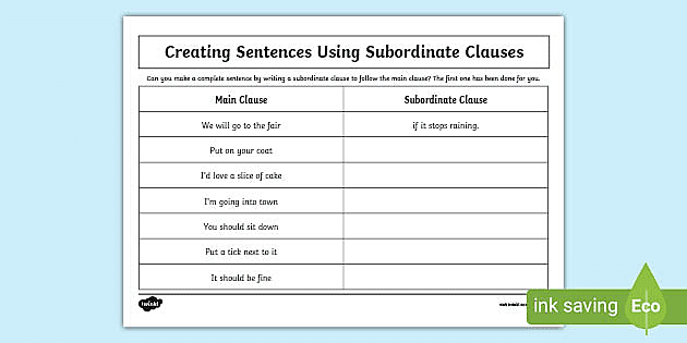 dependent clause worksheet